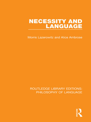 cover image of Necessity and Language